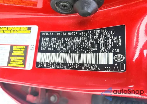 2010 Toyota Corolla Base z USA, uszkodzony, nr VIN 2T1BU4EE8AC384027